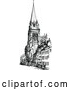 Vector Clip Art of a Retro Church with Spire by Prawny Vintage