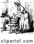 Vector Clip Art of a Retro Lady Washing Laundry in a Tub by Prawny Vintage