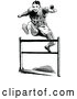 Vector Clip Art of a Retro Track Athlete Leaping Hurdle by Prawny Vintage