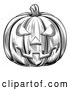 Vector Clip Art of a Traditionally Carved Retro Halloween Jackolantern Pumpkin - Black and White Version by AtStockIllustration