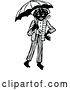 Vector Clip Art of African Guy with a Pipe and Umbrella by Prawny Vintage