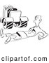 Vector Clip Art of an Injured Retro Worker Beside Roller Machine on Wheels by Picsburg