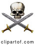 Vector Clip Art of an Intimidating Retro Pirate Skull and Cross Swords by AtStockIllustration