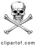 Vector Clip Art of an Unforgiving Retro Jolly Roger Skull Above Crossbones in Black and White by AtStockIllustration