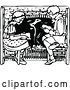 Vector Clip Art of Boy and Girl Reading by a Fireplace by Prawny Vintage