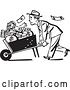 Vector Clip Art of Business Man Pushing a Wheel Barrow of Cash to the Left by BestVector