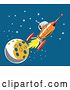 Vector Clip Art of Cartoon Astronaut and Rocket by the Moon by Patrimonio