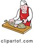 Vector Clip Art of Cartoon Retro Fishmonger Sushi Chef Chopping a Fish by Patrimonio