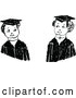 Vector Clip Art of Confused Retro Graduate Kids by Prawny Vintage