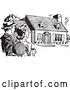 Vector Clip Art of Couple Gazing at a House by BestVector