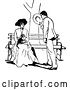 Vector Clip Art of Courting Couple with a Cat at a Bench by Prawny Vintage