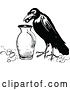 Vector Clip Art of Crow Dropping a Pebble into a Jug by Prawny Vintage