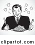 Vector Clip Art of Dinnertime Plate Retro Man by BestVector