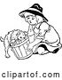 Vector Clip Art of Girl and Puppy in a Bucket by Prawny Vintage