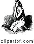 Vector Clip Art of Girl Kneeling in Prayer by Prawny Vintage