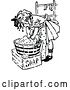 Vector Clip Art of Girl Washing Laundry by Prawny Vintage