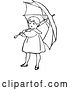 Vector Clip Art of Girl with an Umbrella 1 by Prawny Vintage