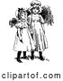 Vector Clip Art of Girls Holding Hands by Prawny Vintage