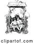 Vector Clip Art of Girls Reading a Book on a Garden Bench by Prawny Vintage