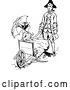 Vector Clip Art of Guy Pushing a Lady in a Rickshaw by Prawny Vintage