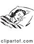 Vector Clip Art of Lady Sleeping Against a Fluffy Pillow by BestVector