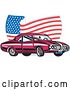 Vector Clip Art of Pontiac Car and Wavy American Flag Logo by Patrimonio