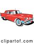 Vector Clip Art of Retro 1960 Red Ford Thunderbird Car by Andy Nortnik