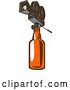 Vector Clip Art of Retro 35mm Motion Picture Camera on Beer or Whiskey Bottle by Patrimonio