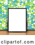 Vector Clip Art of Retro 3d Blank Picture Frame Leaning Against Geometric Wallpaper on a Wood Floor by KJ Pargeter
