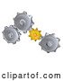 Vector Clip Art of Retro 3d Gold and Silver Gear Cogs by AtStockIllustration