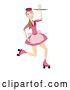 Vector Clip Art of Retro 50s Styled Waitress Roller Skating by