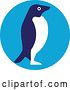 Vector Clip Art of Retro Adelie Penguin in Profile in a Blue Circle by Patrimonio