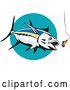 Vector Clip Art of Retro Albacore Tuna Fish Chasing a Lure 1 by Patrimonio