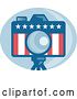 Vector Clip Art of Retro American Camera with Stars and Stripes over a Blue Oval by Patrimonio