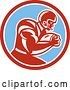 Vector Clip Art of Retro American Football Player in a Red White and Blue Circle by Patrimonio