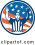 Vector Clip Art of Retro American Football Referee Gesturing Touchdown in a Flag Circle by Patrimonio