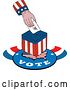 Vector Clip Art of Retro American Hand Inserting a Voters Ballot into a Box by Patrimonio