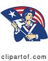 Vector Clip Art of Retro American Patriot Minuteman Revolutionary Soldier Holding a Flag Banner by Patrimonio