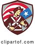 Vector Clip Art of Retro American Patriot Minuteman Revolutionary Soldier Holding a Flag Banner in a Shield by Patrimonio