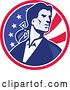 Vector Clip Art of Retro American Patriot Minuteman Revolutionary Soldier in an American Circle by Patrimonio