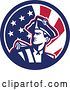 Vector Clip Art of Retro American Patriot Minuteman Revolutionary Soldier in an American Flag Circle by Patrimonio