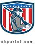 Vector Clip Art of Retro American Patriot Minuteman with a Rifle over a Shield by Patrimonio