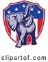 Vector Clip Art of Retro American Republican Political Party Elephant over an American Shield 1 by Patrimonio