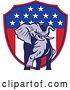 Vector Clip Art of Retro American Republican Political Party Elephant over an American Shield 2 by Patrimonio