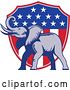 Vector Clip Art of Retro American Republican Political Party Elephant over an American Shield 3 by Patrimonio