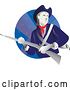Vector Clip Art of Retro American Revolution Minuteman Soldier with a Musket Rifle in a Blue Star Circle by Patrimonio