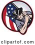 Vector Clip Art of Retro American Revolutionary Soldier Patriot Minuteman Carrying a Flag by Patrimonio