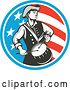 Vector Clip Art of Retro American Revolutionary War Soldier Patriot Minuteman Drummer in a Circle of Stars and Stripes by Patrimonio