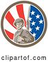 Vector Clip Art of Retro American Soldier with a Bayonet in an American Flag Circle by Patrimonio