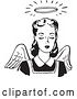Vector Clip Art of Retro Angel Lady with Wings and a Halo by BestVector